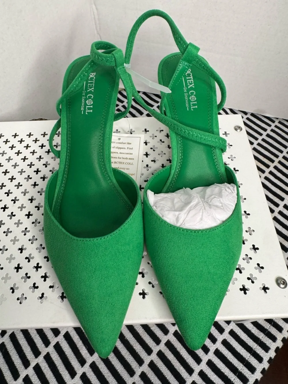 Green Pointed Toe Slingback Heels